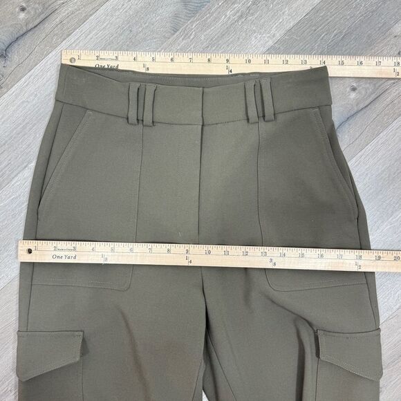 Express Super High Rise Pleated Ankle Cargo Utility Pants Olive Khaki Green 6 - Picture 12 of 16